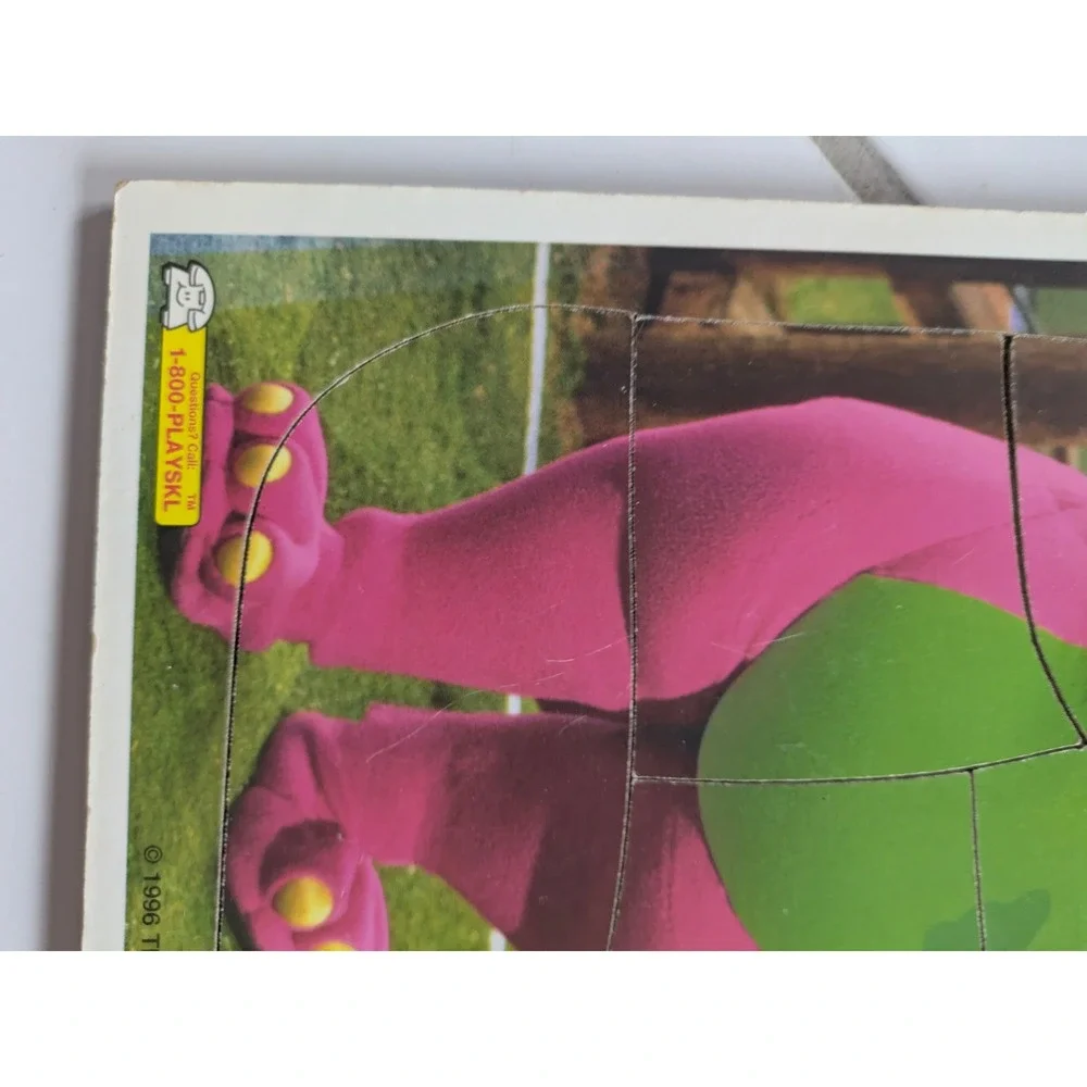 Pair‎ of Vintage Barney Wooden Puzzle Playing Ball with Umbrella